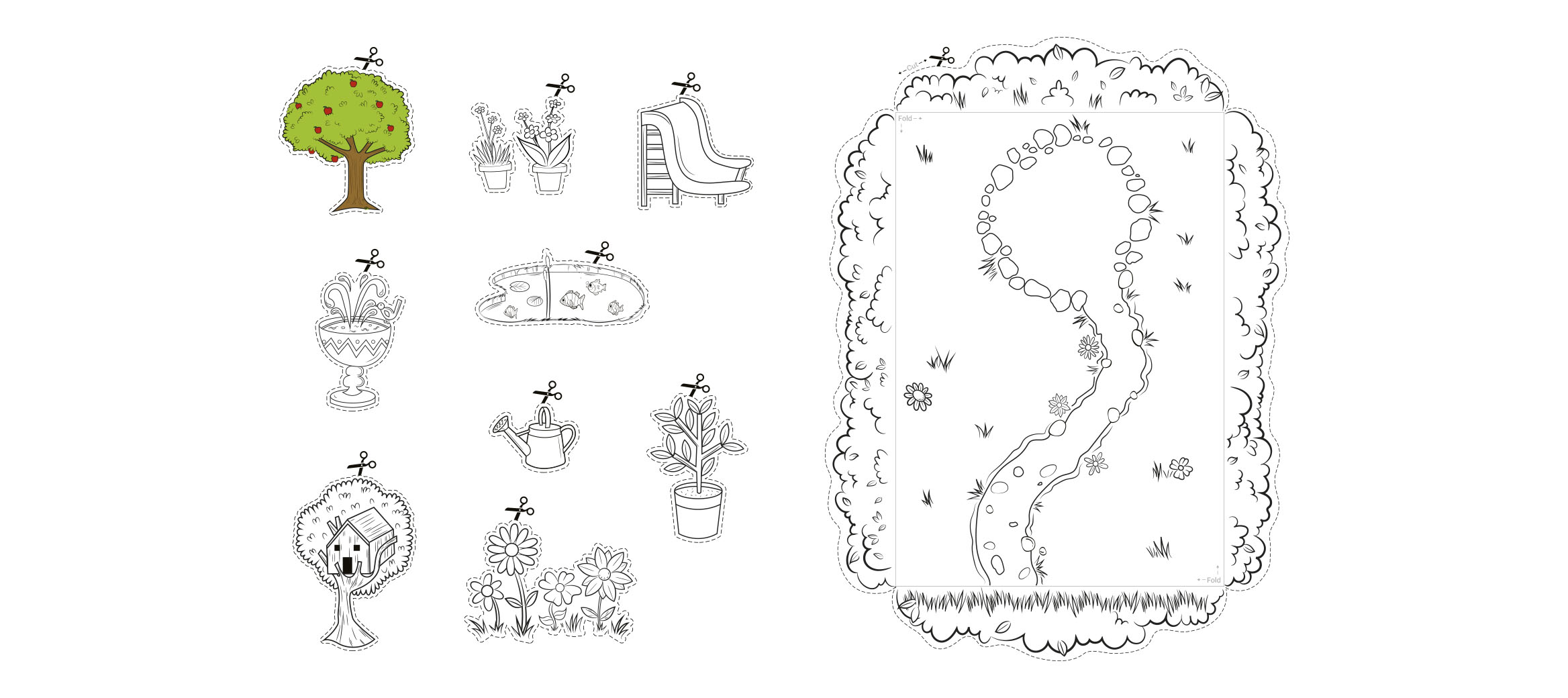Help your little one cut out and create their own garden! Don’t forget to add a splash of colour to bring it to life!