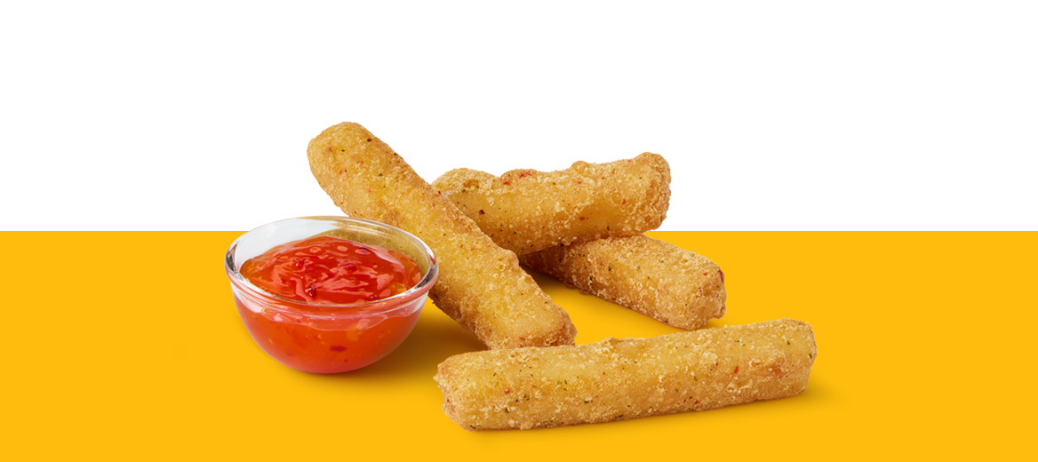 Halloumi Fries on a yellow shelf 