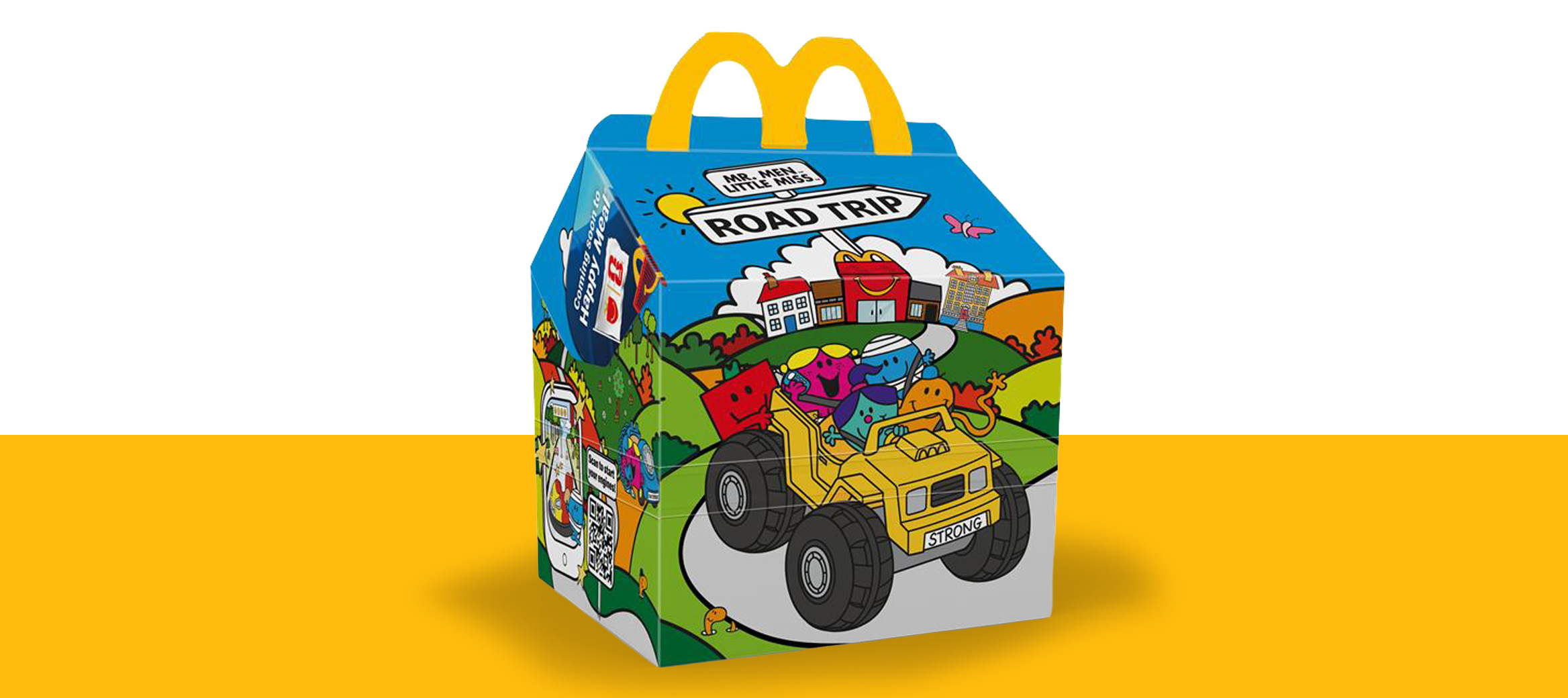 Happy Meal box featuring Mr Men Little Miss artwork.