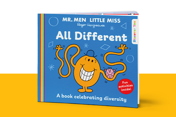 Mr. Men™ Little Miss™ All Different on a yellow shelf.