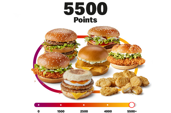 My McDonald’s Rewards points bar with 5500 points with McSpicy®, McCrispy or a Double Quarter Pounder with Cheese.