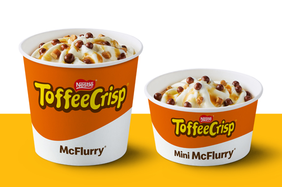 Toffee Crisp® McFlurry® on a yellow shelf 