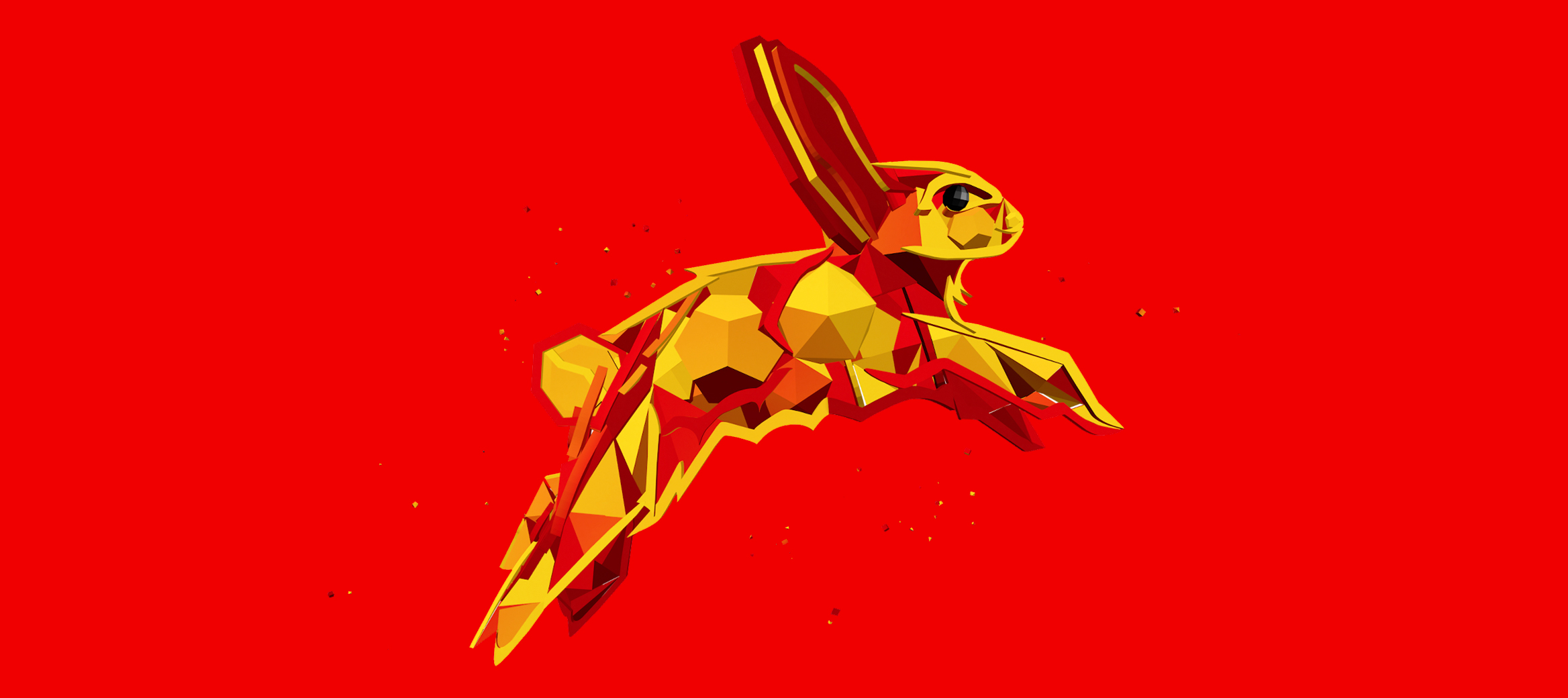 illustration of a red and gold rabbit