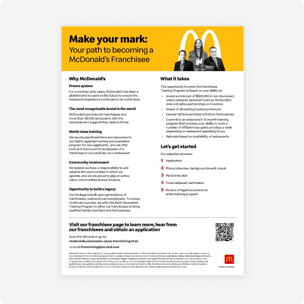 Make your Mark: Your path to becoming a McDonald’s franchisee.